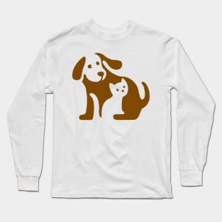 Brown dog and white cat Long Sleeve T-Shirt